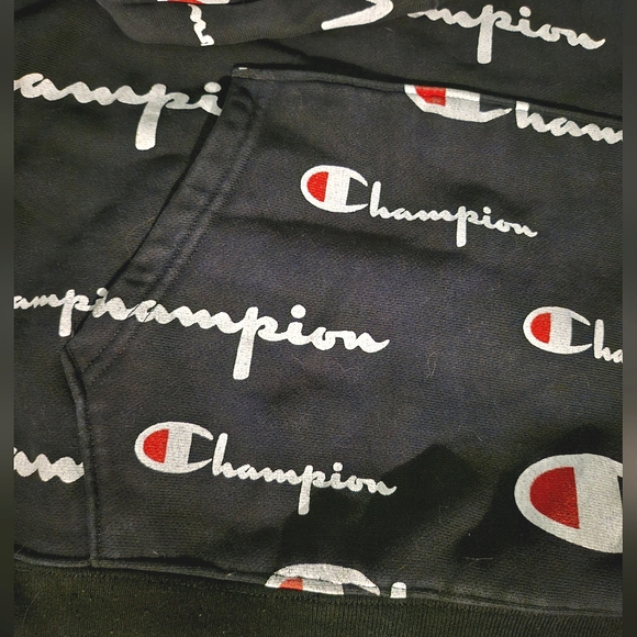 Champion Other - NWOT Champion hoodie black Reverse Weave Script All Over szM